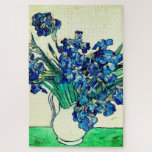 Irises (1890) by Vincent Van Gogh Jigsaw Puzzle<br><div class="desc">Pretty , Vintage , Beautiful painting Vincent Van Gogh Irises (1890) Sticker. This is an old masterpiece from the dutch master painter Vincent Van Gogh. This fine art old oil painting of has beautiful, vibrant, saturated color. This old painting depicts a bunch of violet blue irises. Vincent Van Gogh was...</div>