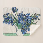Irises (1890) by Vincent Van Gogh Sherpa Blanket<br><div class="desc">Pretty , Vintage , Beautiful painting Vincent Van Gogh Irises (1890) Sticker. This is an old masterpiece from the dutch master painter Vincent Van Gogh. This fine art old oil painting of has beautiful, vibrant, saturated colour. This old painting depicts a bunch of violet blue irises. Vincent Van Gogh was...</div>