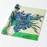 Irises (1890) by Vincent Van Gogh Wrapping Paper<br><div class="desc">Pretty , Vintage , Beautiful painting Vincent Van Gogh Irises (1890) Sticker. This is an old masterpiece from the dutch master painter Vincent Van Gogh. This fine art old oil painting of has beautiful, vibrant, saturated colour. This old painting depicts a bunch of violet blue irises. Vincent Van Gogh was...</div>