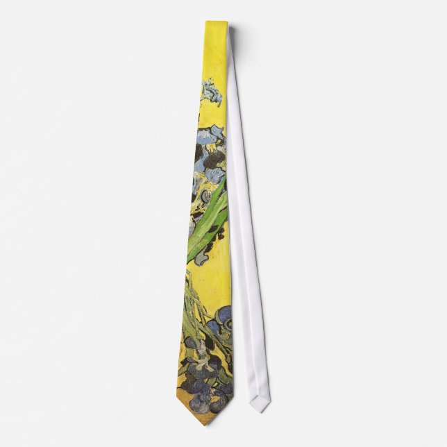 Irises Against Yellow Background Van Gogh Fine Art Tie (Front)