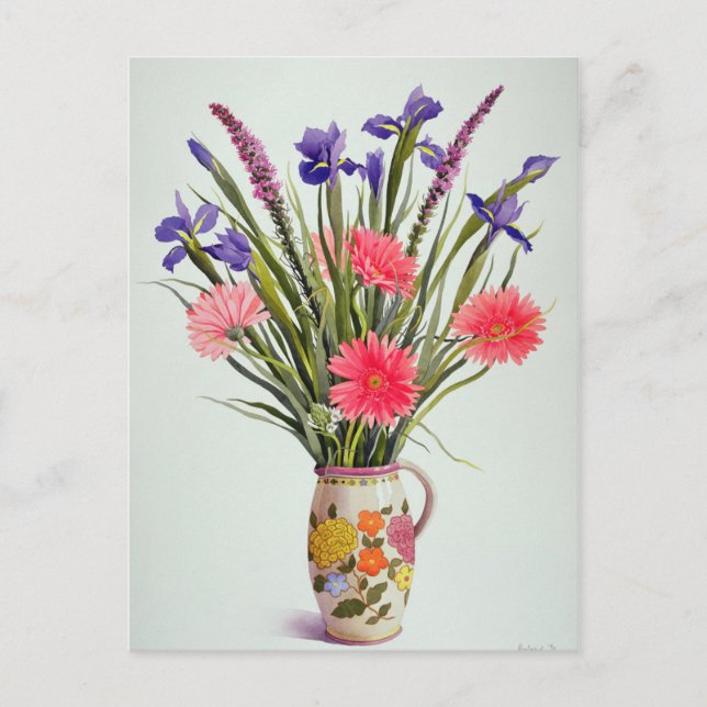 Irises and Berbera in a Dutch Jug Postcard (Front)