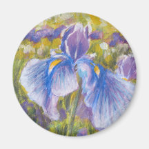 Irises—Blue, purple, yellow-greens—Fridge Magnet