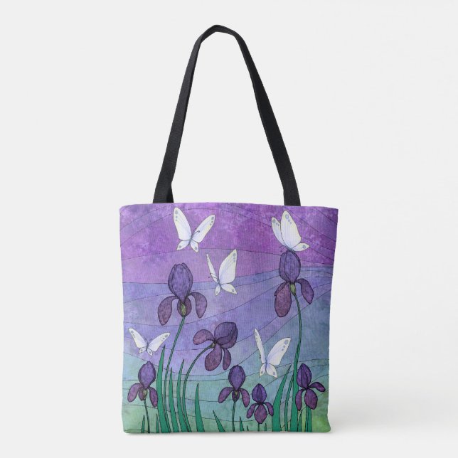 irises & butterflies tote bag (Back)