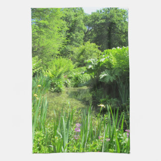 Irises by Pond, Richmond Park Photo Tea Towel