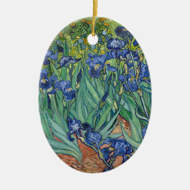 Irises by Van Gogh Ceramic Tree Decoration (Front)