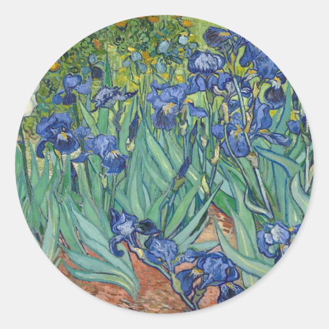 Irises by Van Gogh Classic Round Sticker (Front)