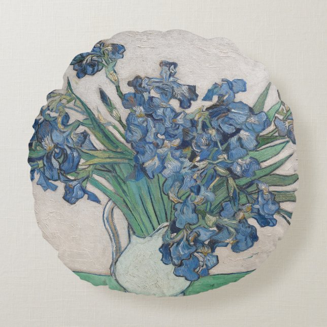 Irises, by van Gogh: Round Cushion (Front)