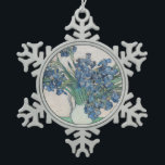 Irises by van Gogh: Snowflake Pewter Christmas Ornament<br><div class="desc">Vincent van Gogh's pretty artwork,  Irises is presented on this item. There are multiple works by van Gogh that are named Irises. This beauty is from 1890. Buy as is or add text. Public domain work. Sharon Lee Hudson.</div>