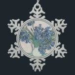 Irises by van Gogh: Snowflake Pewter Christmas Ornament<br><div class="desc">Vincent van Gogh's pretty artwork,  Irises is presented on this item. There are multiple works by van Gogh that are named Irises. This beauty is from 1890. Buy as is or add text. Public domain work. Sharon Lee Hudson.</div>