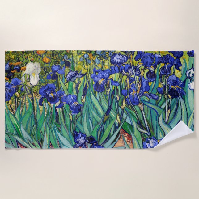Irises by Vincent van Gogh Beach Towel (Front)