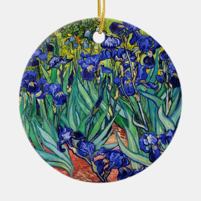 Irises by Vincent van Gogh Ceramic Ornament (Front)