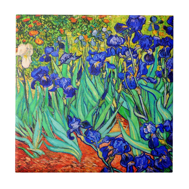 Irises by Vincent Van Gogh Ceramic Tile (Front)