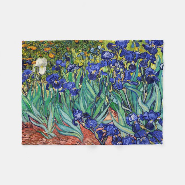 Irises by Vincent van Gogh Fleece Blanket (Front (Horizontal))