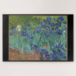 "Irises" by Vincent van Gogh Jigsaw Puzzle<br><div class="desc">Puzzle with "Irises" painting by Vincent van Gogh on a black background.</div>