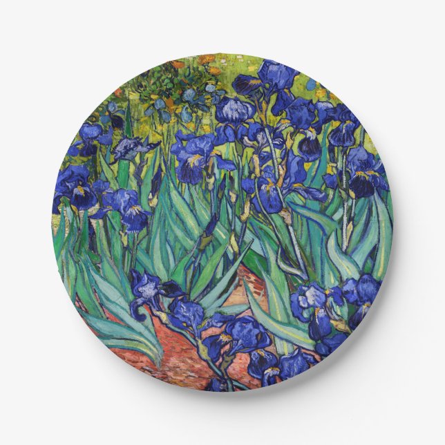 Irises by Vincent van Gogh Paper Plate (Front)