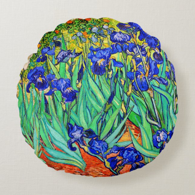 Irises by Vincent Van Gogh Round Cushion (Front)