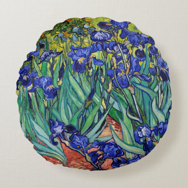 Irises by Vincent van Gogh Round Cushion (Front)