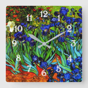 Irises by Vincent van Gogh Square Wall Clock