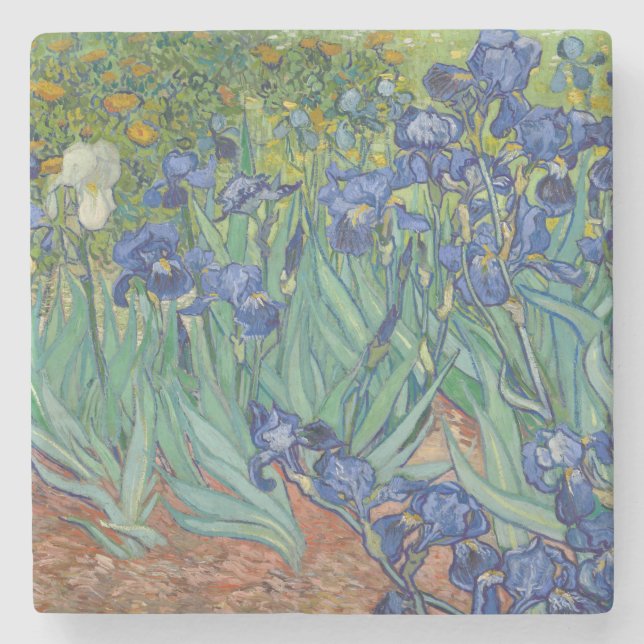 Irises by Vincent Van Gogh Stone Coaster (Front)