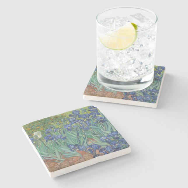 Irises by Vincent Van Gogh Stone Coaster (Side)