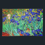 Irises by Vincent Van Gogh Tea Towel<br><div class="desc">Vincent Van Gogh Irises. It is an oil painting. This fine art landscape oil painting depicts a field of iris flower plants.  Vincent Van Gogh was a famous artist. He was a dutch post impressionist painter.
This painting is in the public domain.</div>