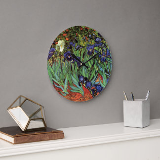 Irises by Vincent van Gogh, Vintage Garden Art Large Clock