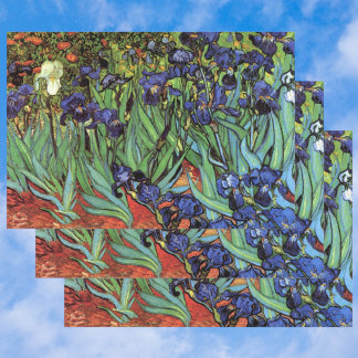 Irises by Vincent van Gogh, Vintage Garden Art Wrapping Paper Sheet