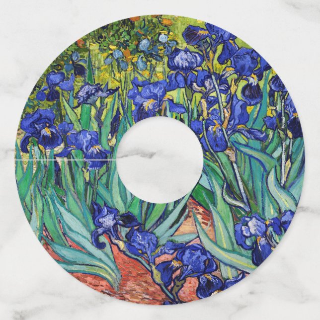 Irises by Vincent van Gogh Wine Glass Tag (Front)