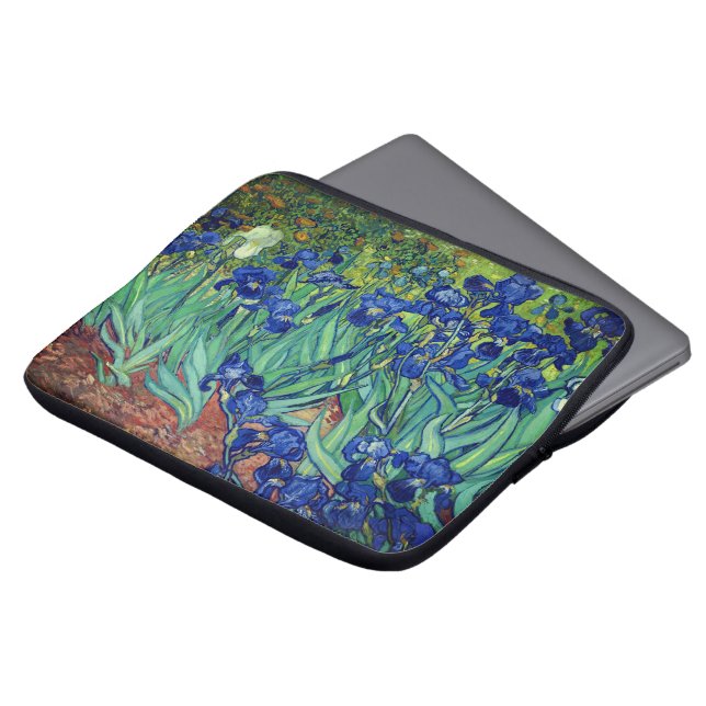 Irises Elegance: Van Gogh-inspired  Laptop Sleeve (Front Top)