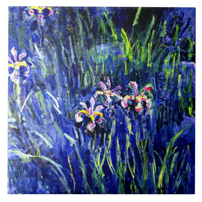 Irises, famous floral painting by Claude Monet Ceramic Tile (Front)