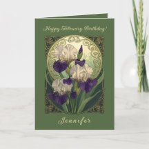 Irises February Birthday Flowers Art Nouveau Style