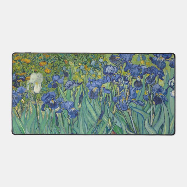 Irises, Floral Oil Painting, Vincent Van Gogh Desk Mat (Front)