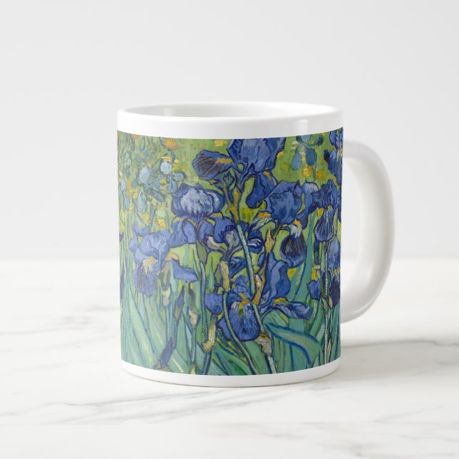 Irises, Floral Oil Painting, Vincent Van Gogh Large Coffee Mug (Front Right)