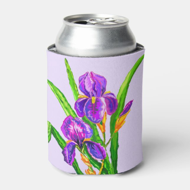 Irises Flower Can Cooler or Choose Colour (Can Front)