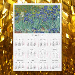 Irises Flowers Vincent Van Gogh 2025 Calendar Card<br><div class="desc">Custom, simple plain black and white, 2025 full year, home room office decor, cool, thin, postcard size, flowers / floral / nature / vintage art lovers and Van Gogh connoisseurs' yearly calendar magnet magnetic card, for any magnetic surface at home or office, featuring a beautiful colourful intricate detailed vintage oil...</div>