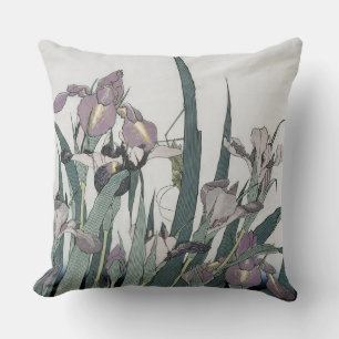 Irises & Grasshopper, Katsushika Hokusai Cushion