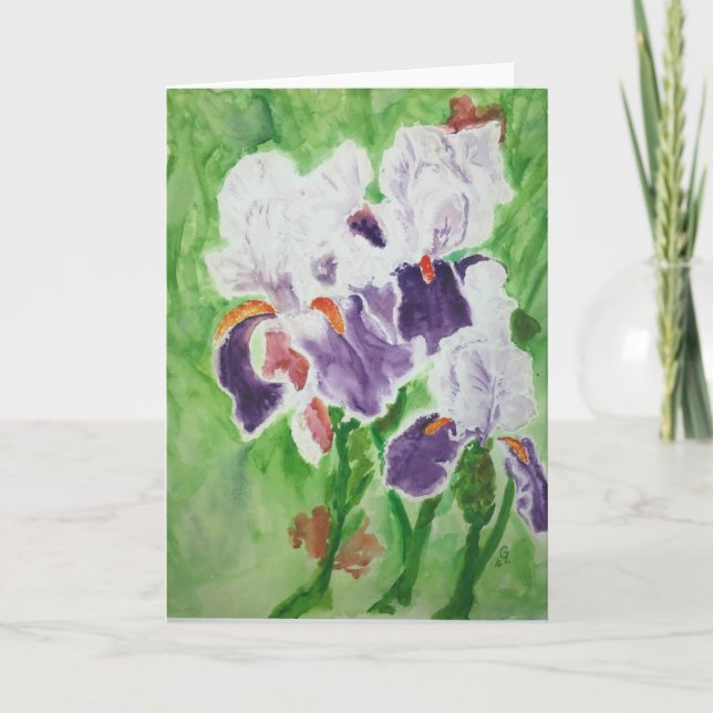 Irises in bloom thank you card (Front)
