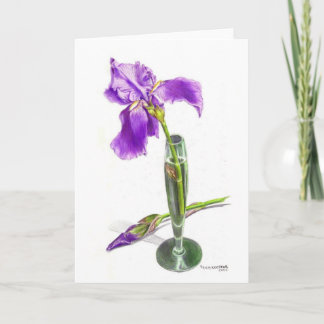 Irises in coloured pencil card