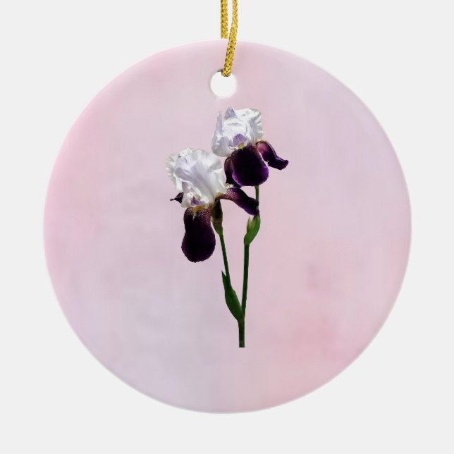 Irises in Love Ceramic Ornament (Front)