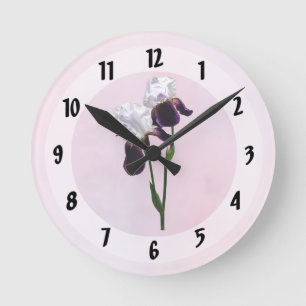 Irises in Love Round Clock