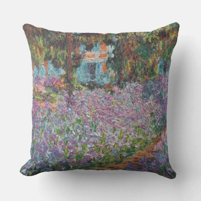 Irises in the Garden Monet Fine Art Outdoor Cushion (Front)