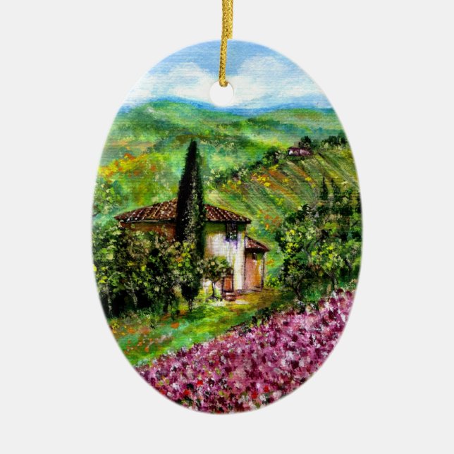 IRISES IN TUSCANY CERAMIC ORNAMENT (Front)