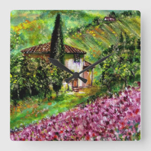 IRISES IN TUSCANY SQUARE WALL CLOCK