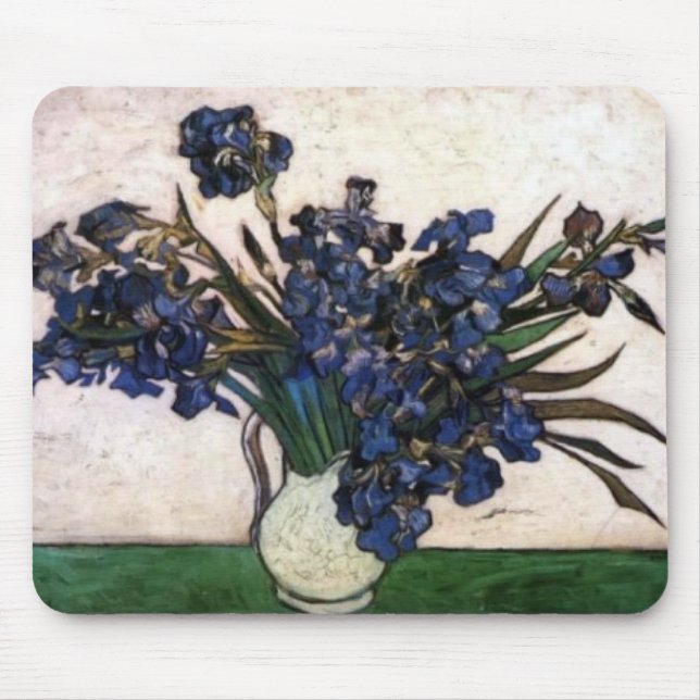 Irises in Vase by Vincent Van Gogh Mouse Pad (Front)