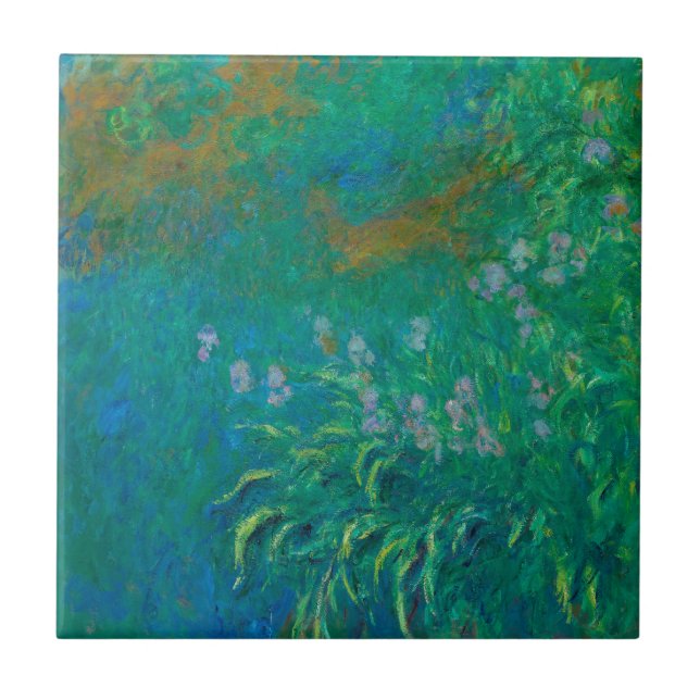 "IRISES" MONET FINE ART CERAMIC TILE (Front)