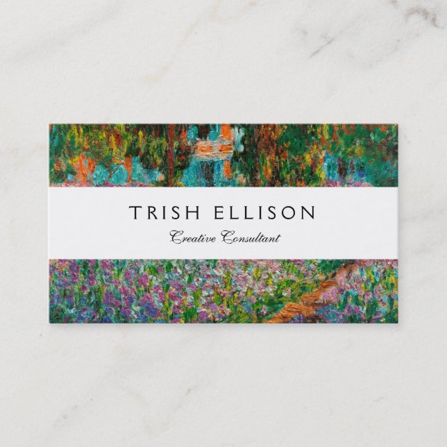 Irises Monet Garden Giverny flowers Business Card (Front)