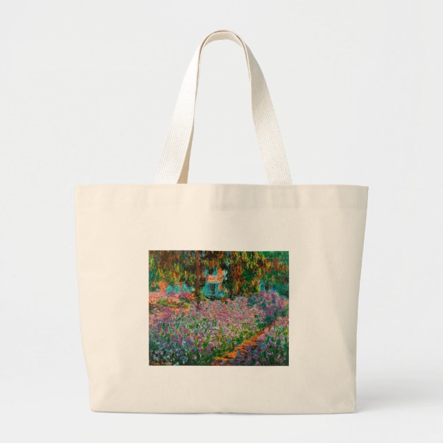 Irises Monet Garden Giverny flowers Large Tote Bag (Front)