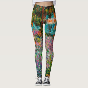 Irises Monet Garden Giverny flowers Leggings