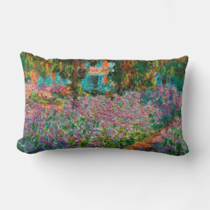 Irises Monet Garden Giverny flowers Lumbar Cushion