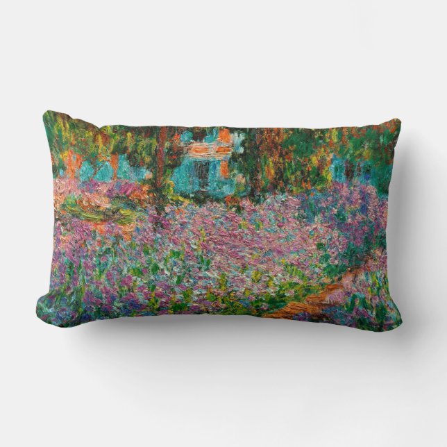 Irises Monet Garden Giverny flowers Lumbar Cushion (Front)